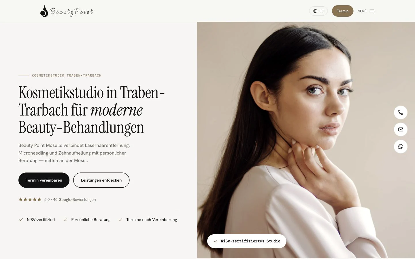 Echte Startseite von BeautyPoint Moselle