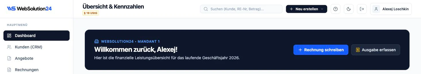 Übersicht mehrerer Module der WebSolution24 Business Suite